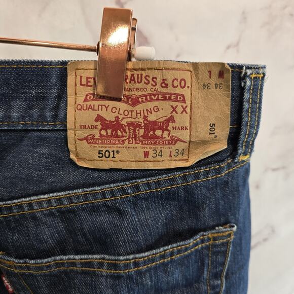 Levis Shorts Mens 34 511 10 Inch Bermuda Button Fly Dark Wash Cuffed - Picture 10 of 11